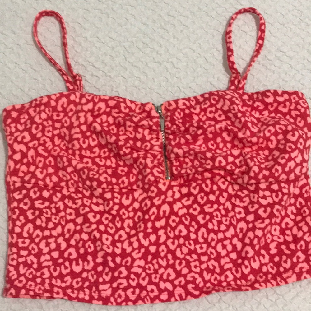 Coral Cheetah crop top